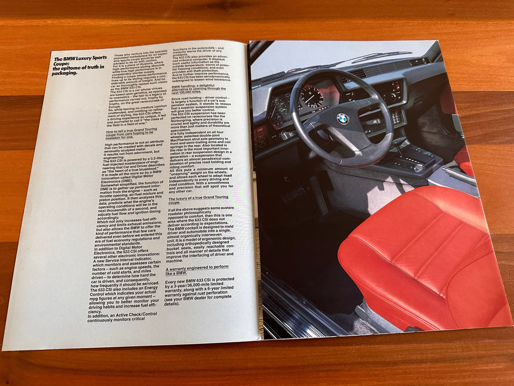 BMW-E24 633CSi, 1982 Foldout-Dealership-Sales-Brochure
