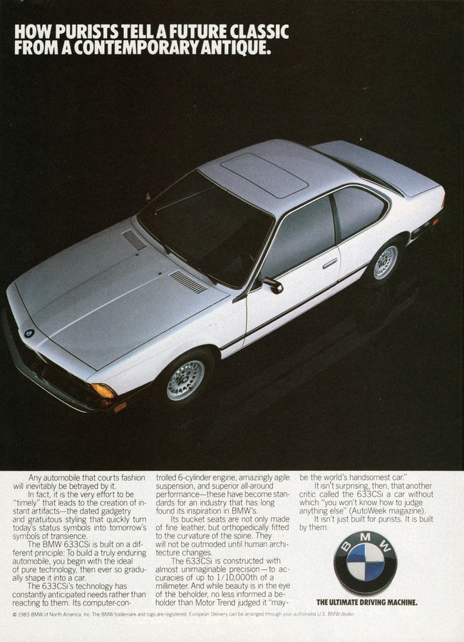BMW-E24 633CSi Future Classic-Vintage-Print-Magazine-Ad-BIMMERtips.com