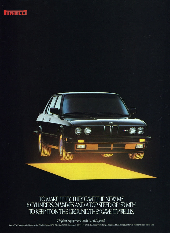 BMW-E28 M5 Pirelli-Vintage-Print-Magazine-Ad-BIMMERtips.com