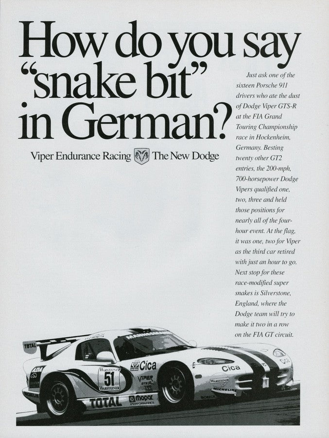 BMW-Dodge Viper "Snake Bit"-Magazine-Ad