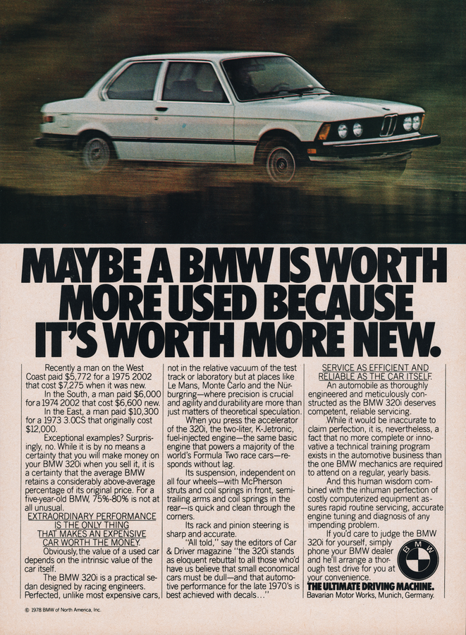 BMW-E21 320i Worth More Used-Magazine-Ad