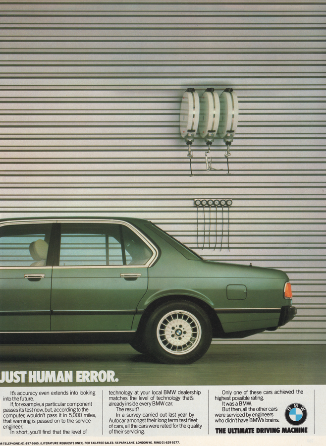 BMW-E23 Human Error-Vintage-Print-Magazine-Ad-BIMMERtips.com