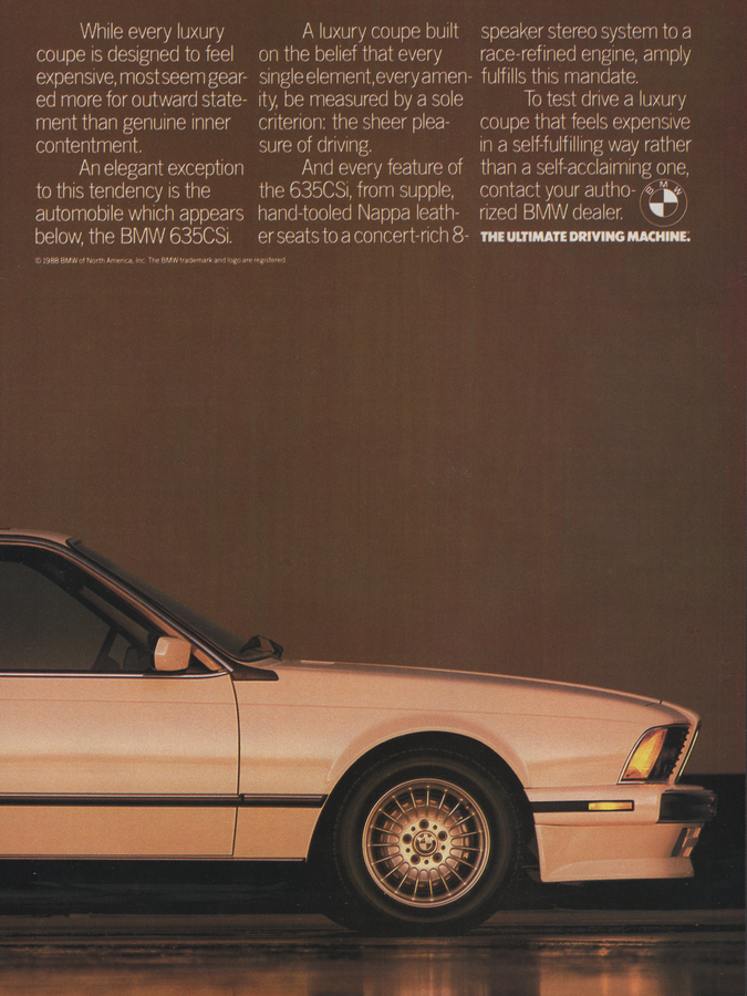 BMW-E24 635CSi Feels Expensive-Magazine-Ad