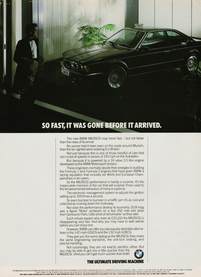 BMW-E24 635CSi Gone Before It Arrived-Magazine-Ad