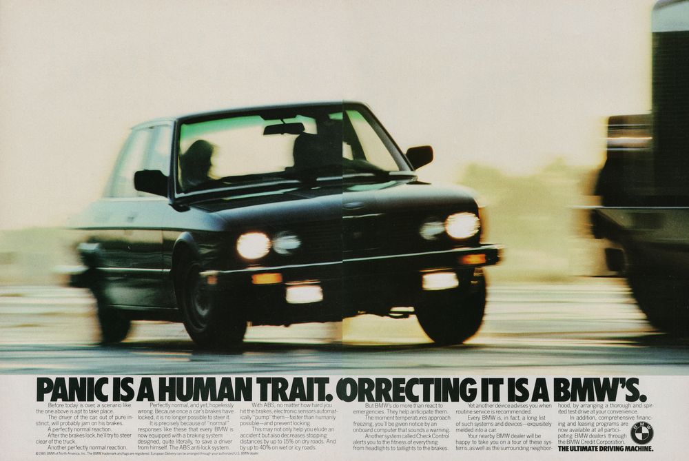 BMW-E30 Panic Is A Human Trait-Vintage-Print-Magazine-Ad-BIMMERtips.com