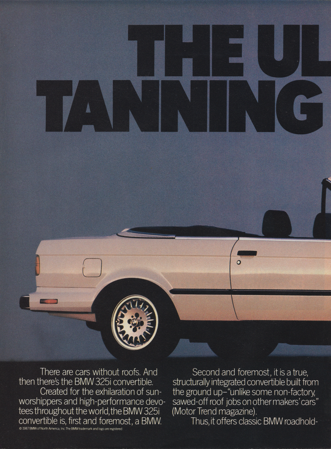 BMW-E30 Ultimate Tanning Machine a-Vintage-Print-Magazine-Ad-BIMMERtips.com