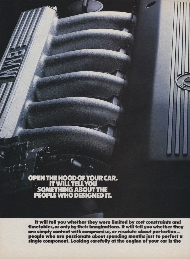 BMW-E32 V12 750iL Open the Hood of Your Car-Magazine-Ad
