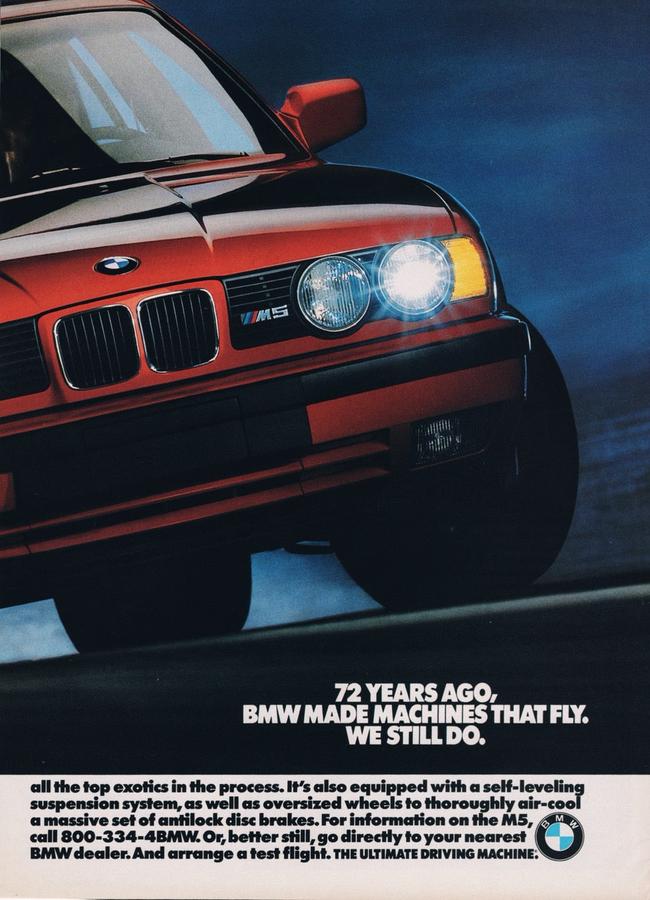 BMW-E34 M5 BMW Makes Machines that Fly-Magazine-Ad