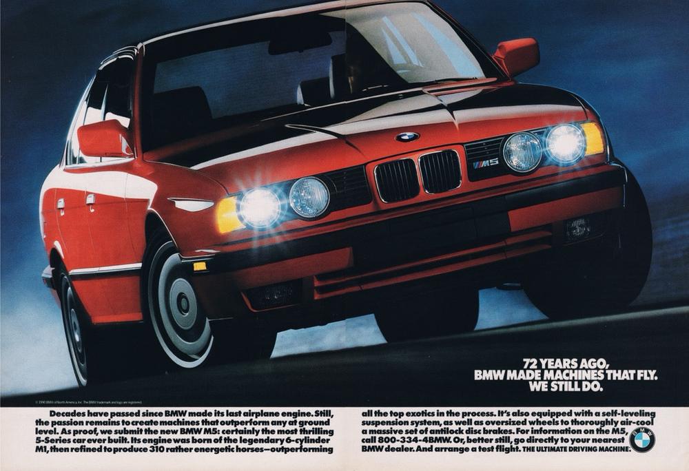 BMW-E34 M5 BMW Makes Machines that Fly-Magazine-Ad
