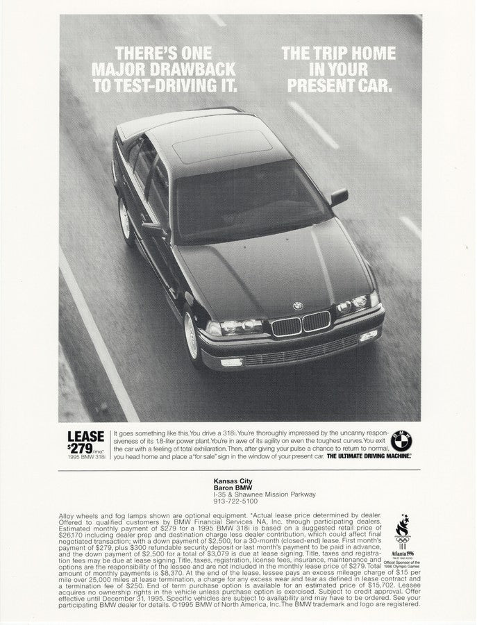 BMW-E36 318i One Major Drawback-Vintage-Print-Magazine-Ad-BIMMERtips.com
