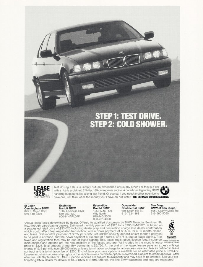 BMW-E36 325i Cold Shower-Vintage-Print-Magazine-Ad-BIMMERtips.com