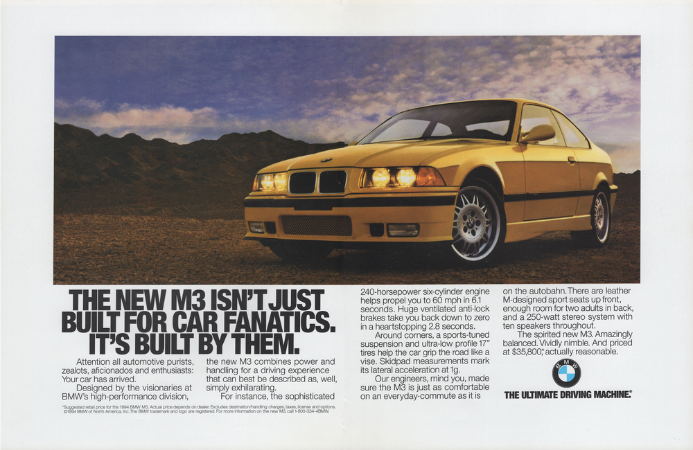 BMW-E36 M3 For Car Fanatics-Vintage-Print-Magazine-Ad-BIMMERtips.com