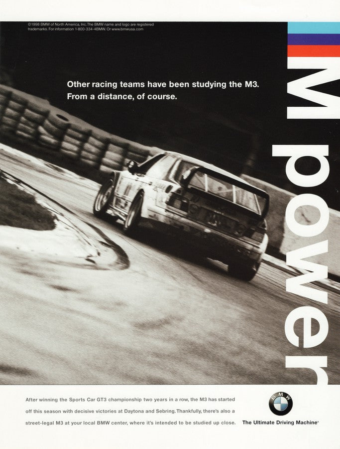 BMW-E36 M3 GT3 From a Distance-Vintage-Print-Magazine-Ad-BIMMERtips.com