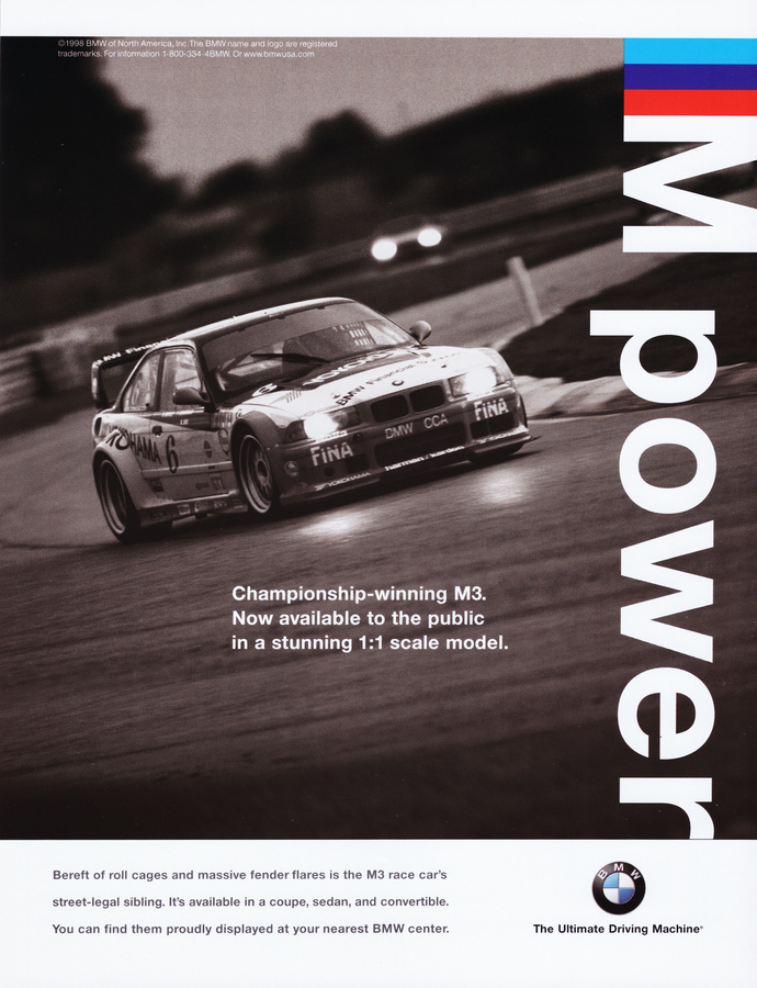 BMW-E36 M3 GTR Stunning 1:1 Scale Model-Magazine-Ad