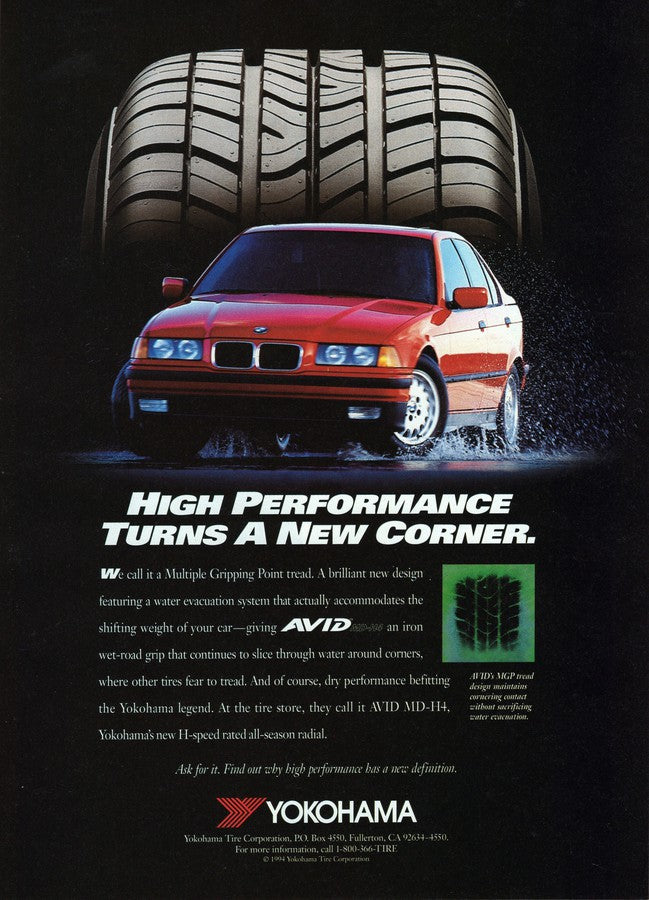 BMW-E36 Yokohama Turns a New Corner-Vintage-Print-Magazine-Ad-BIMMERtips.com
