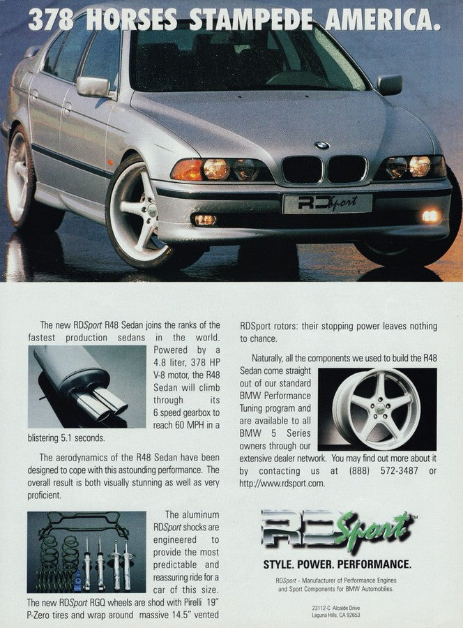 BMW-E39 378 Horses Stampeded America-Magazine-Ad
