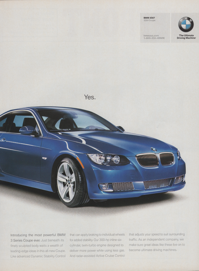 BMW-E92 335i Yes-Magazine-Ad
