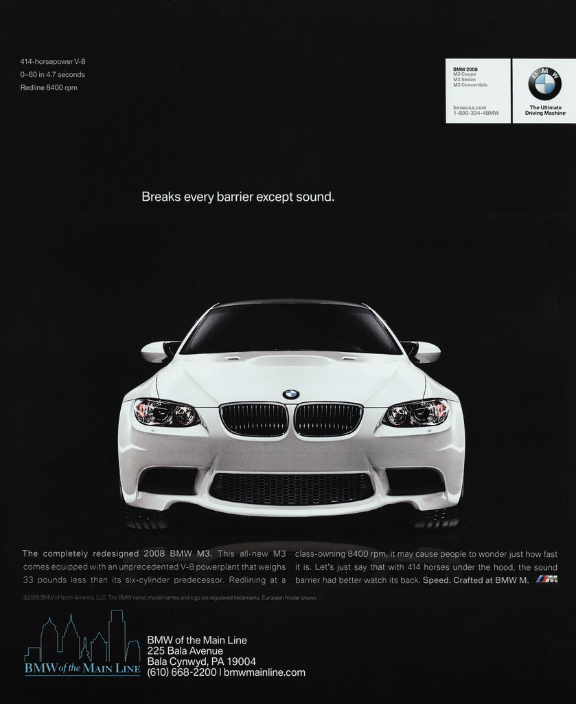 BMW-E92 M3 Breaks Every Barrier Except Sound-Vintage-Print-Magazine-Ad-BIMMERtips.com