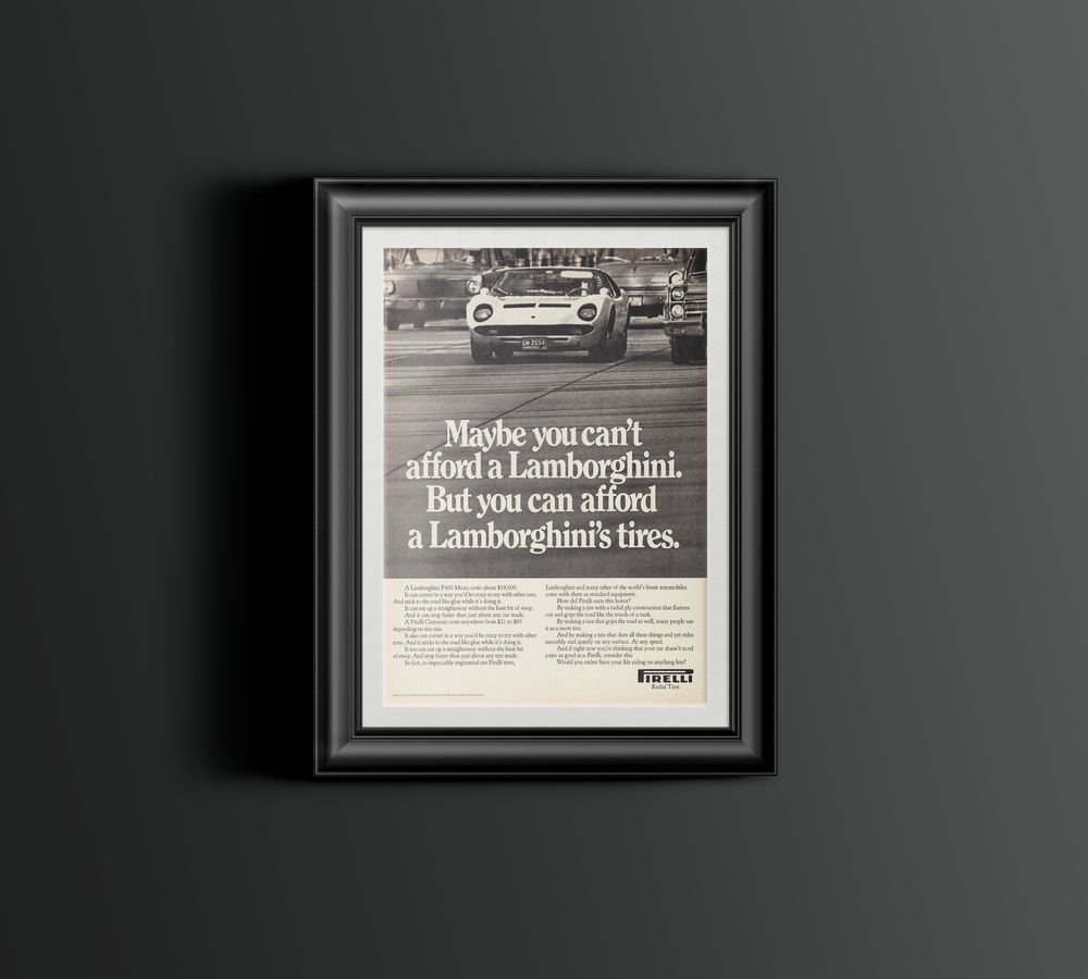 BMW-Lamborghini Miura Pirelli-Magazine-Ad