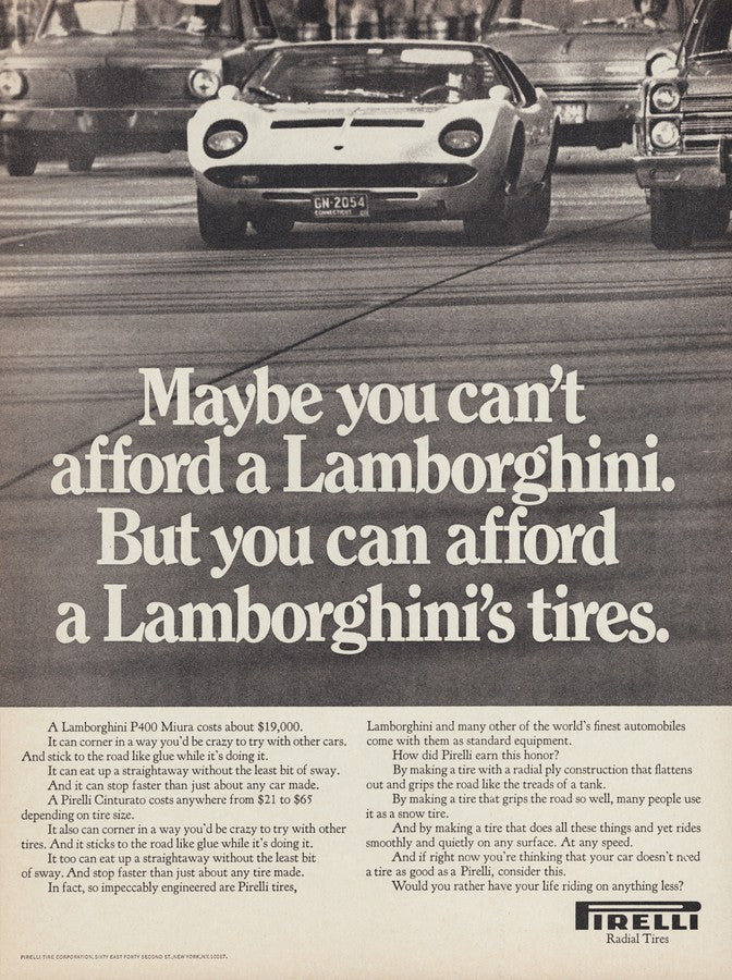 BMW-Lamborghini Miura Pirelli-Magazine-Ad