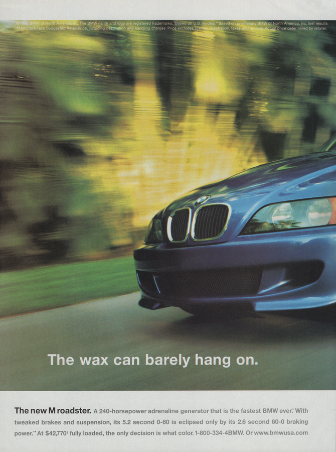 BMW-M Roadster Wax Can Barely Hang On-Vintage-Print-Magazine-Ad-BIMMERtips.com