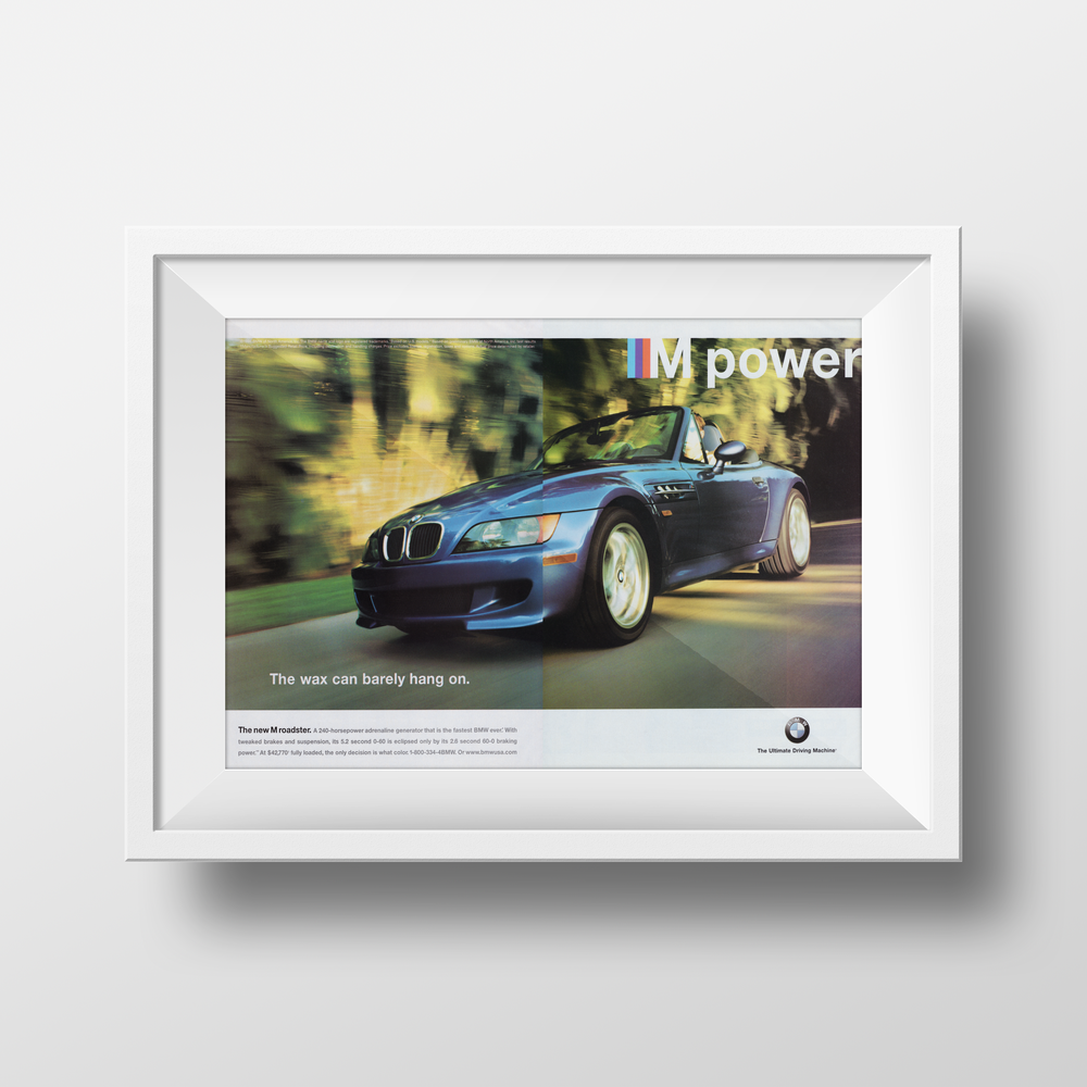 BMW-M Roadster Wax Can Barely Hang On-Vintage-Print-Magazine-Ad-BIMMERtips.com