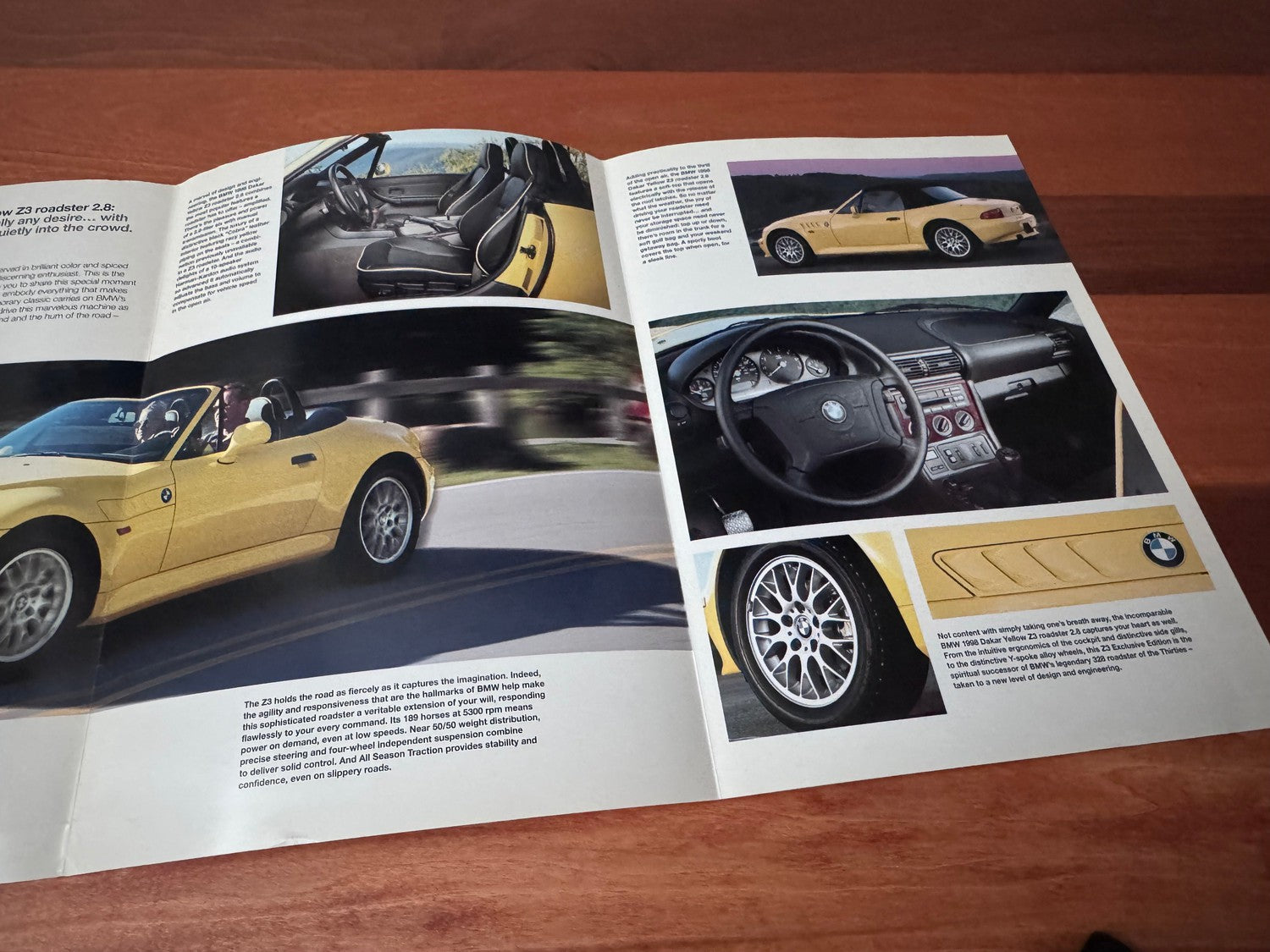 BMW Z3 Roadster Dakar Yellow Dealership Sales Brochure, 1998