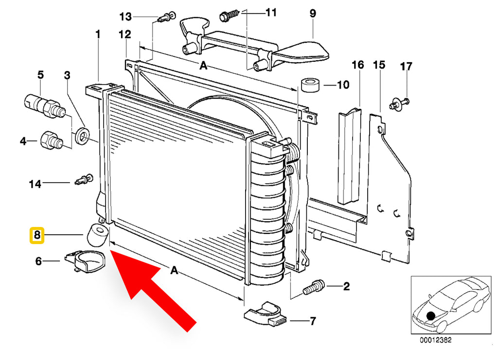BMW Radiator Mount, Genuine BMW 17111178412-for-bmw