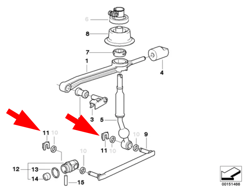 BMW Shift Rod Circlip, Genuine BMW 25117571899-BIMMERtips.com