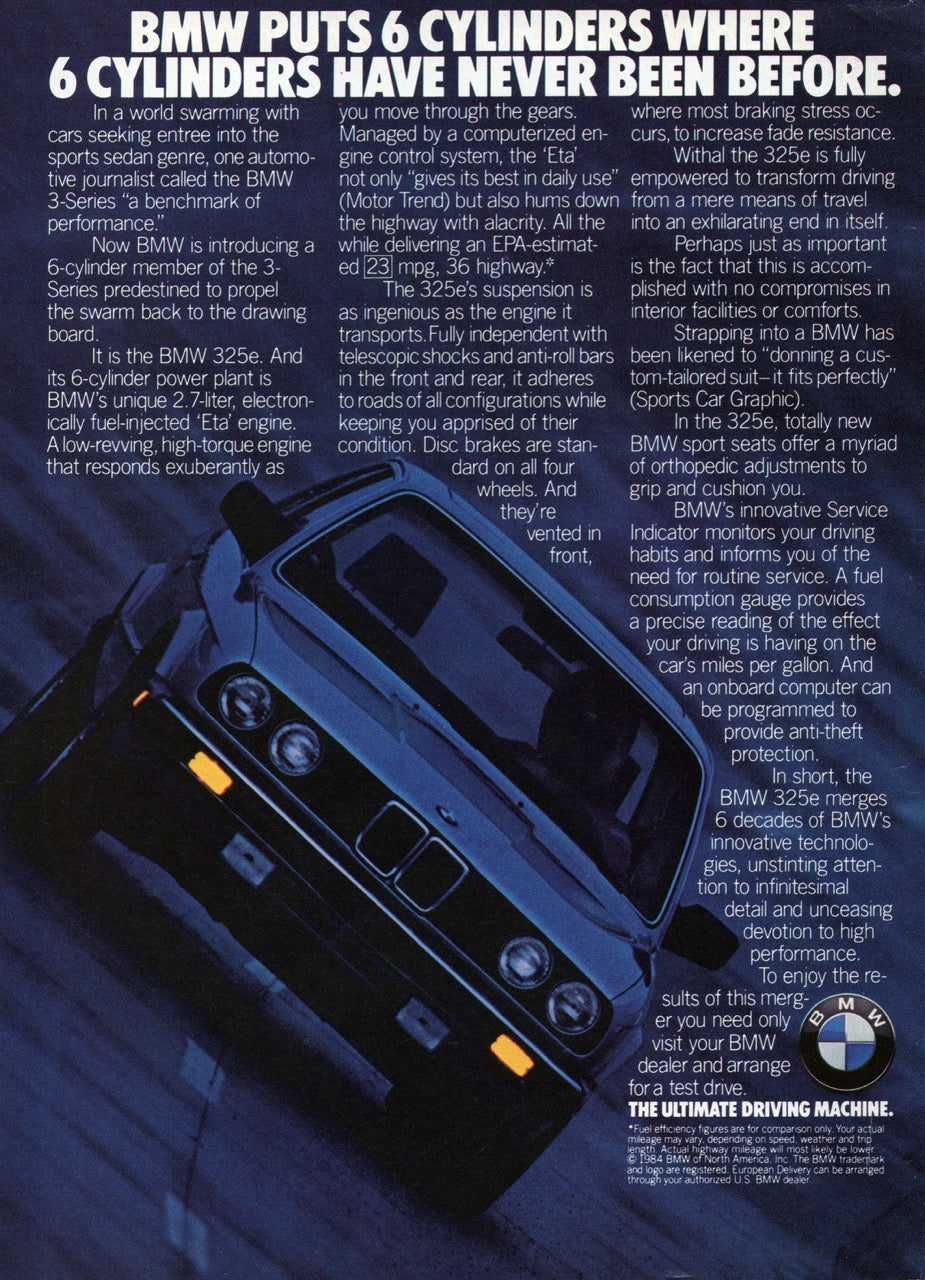 BMW-E30 325e 6 Cylinders-Magazine-Ad