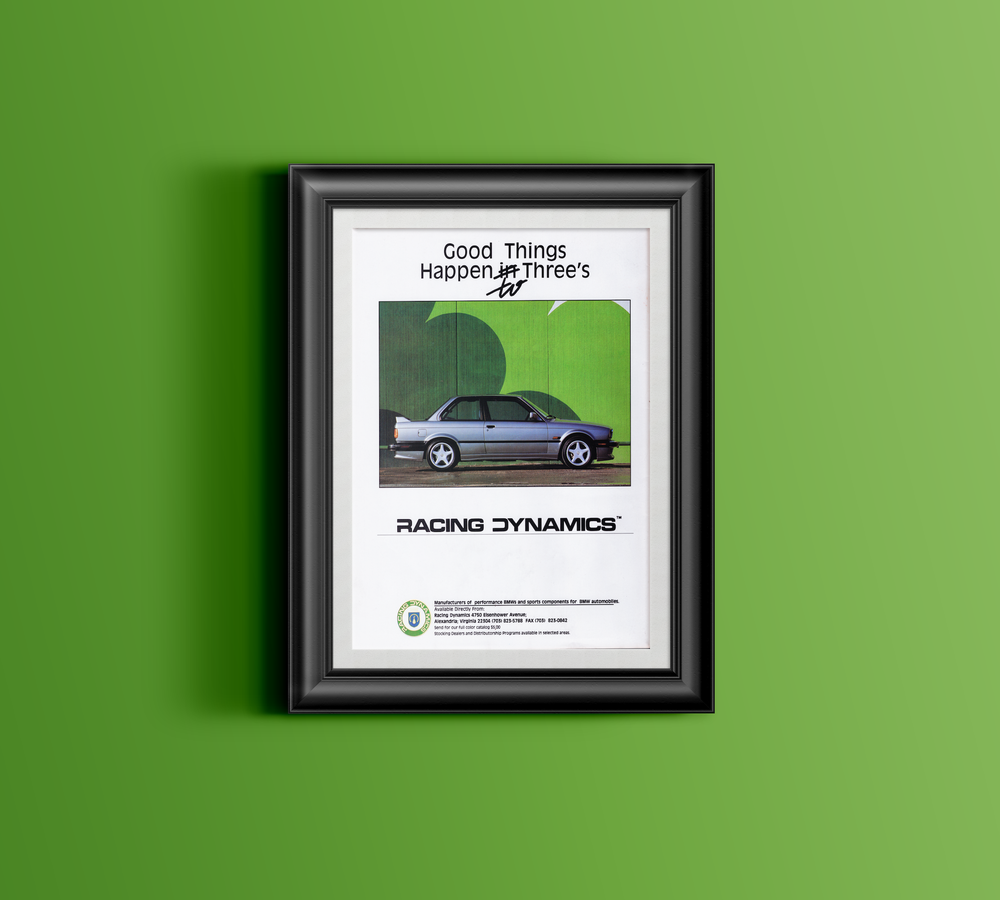 BMW-E30 Racing Dynamics Good Things Happen to Three's-Vintage-Print-Magazine-Ad-BIMMERtips.com