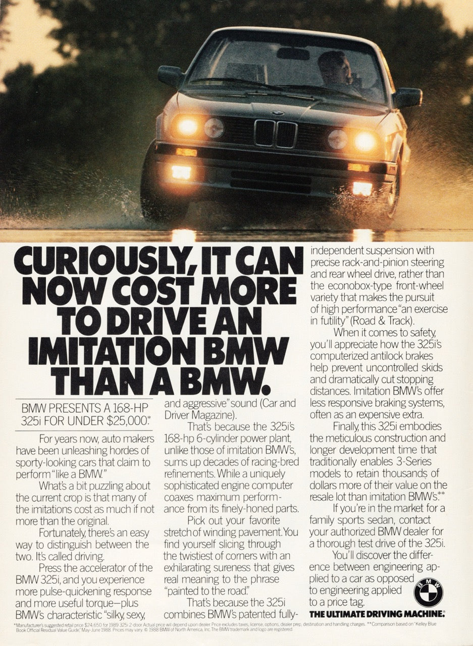 BMW-E30 325i Imitation vs Original-Magazine-Ad