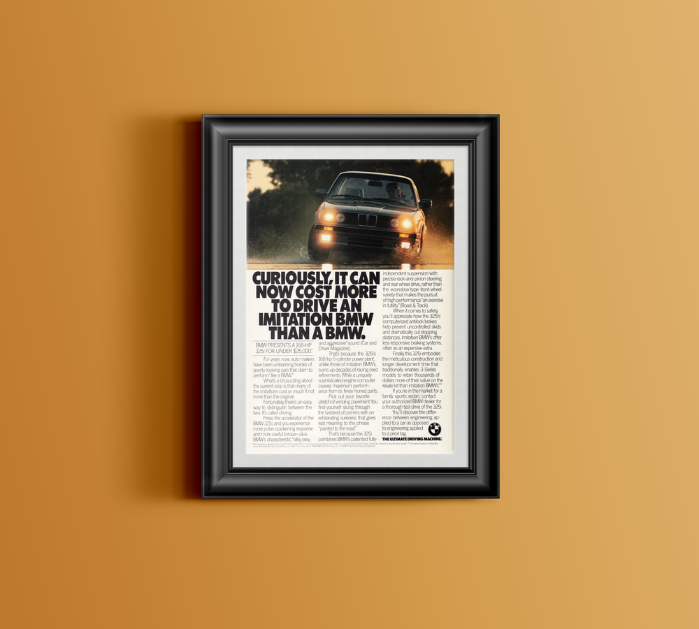 BMW-E30 325i Imitation vs Original-Magazine-Ad
