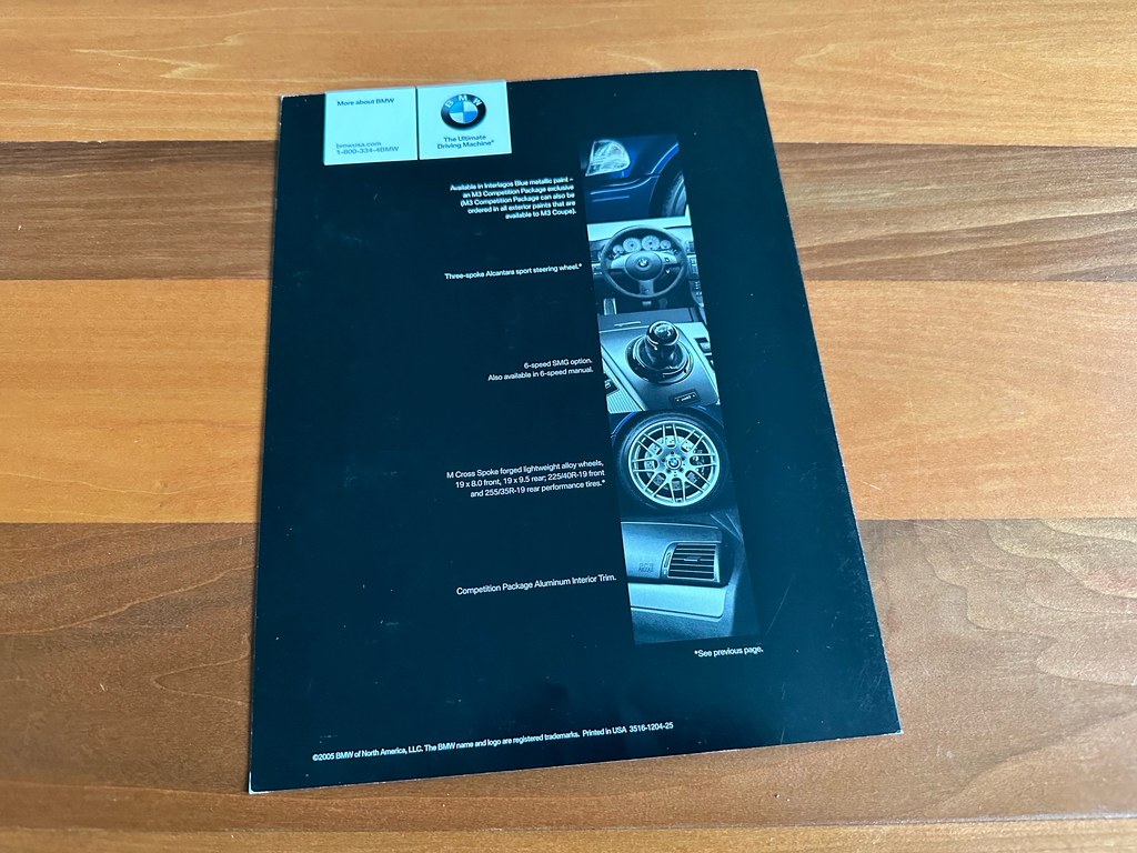 BMW-E46 M3 Competition Package, 2005-Dealership-Sales-Brochure