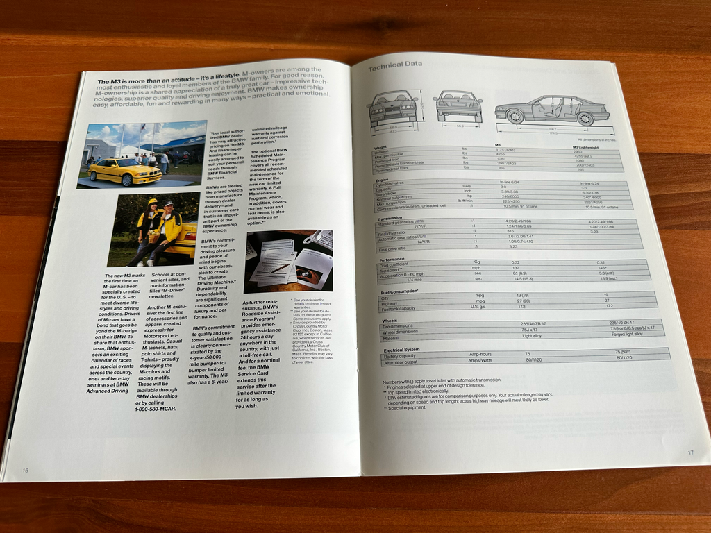 BMW-E36 M3, 1995-Dealership-Sales-Brochure
