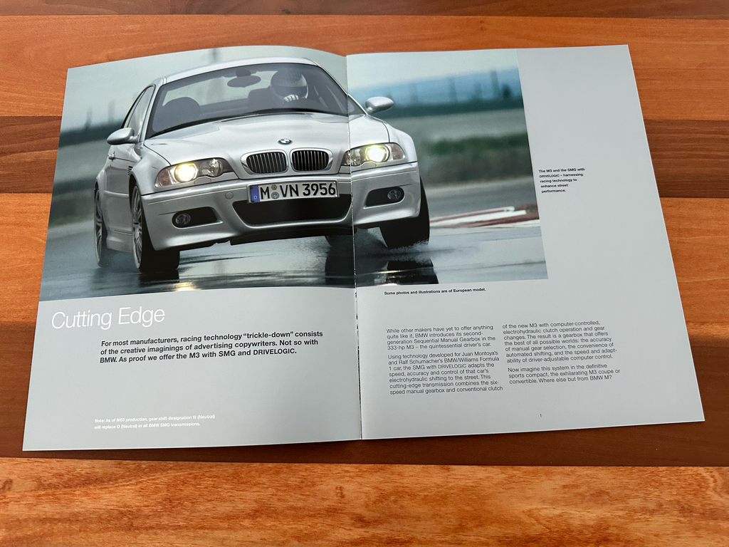 BMW-E46 M3 SMG with Drivelogic, 2003-Dealership-Sales-Brochure