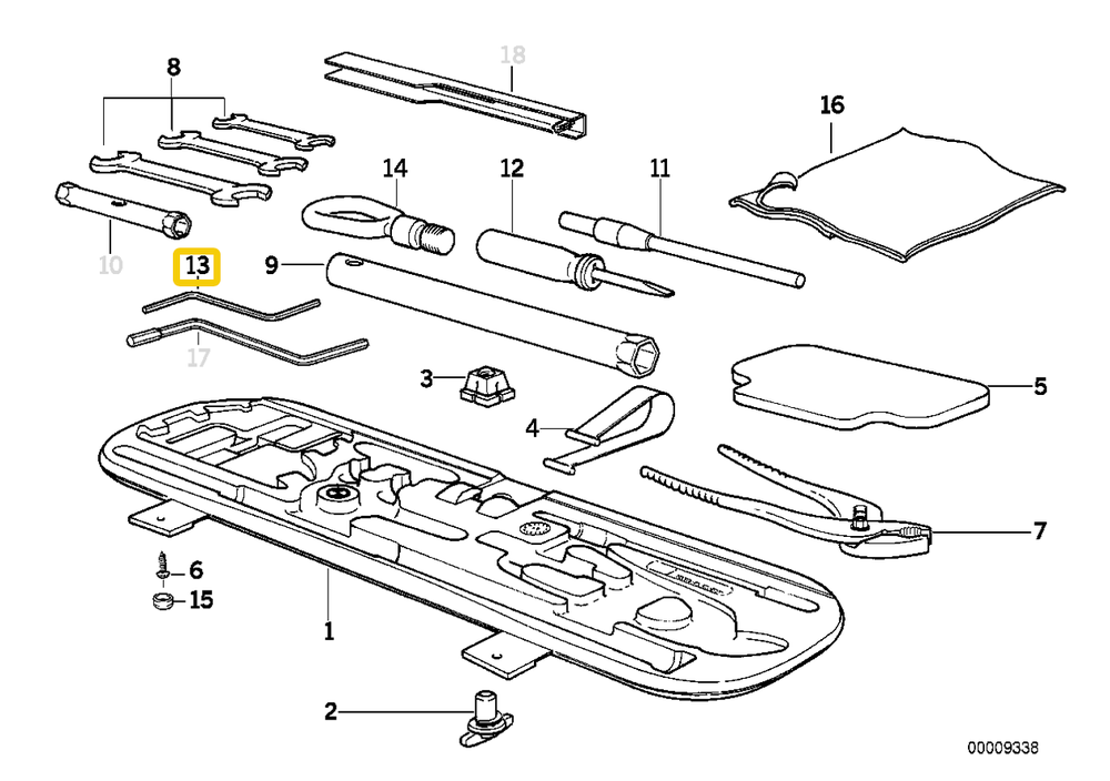 BMW Toolkit Sunroof / Window Wrench Allen Key, Genuine BMW 54127199322-For-BMW