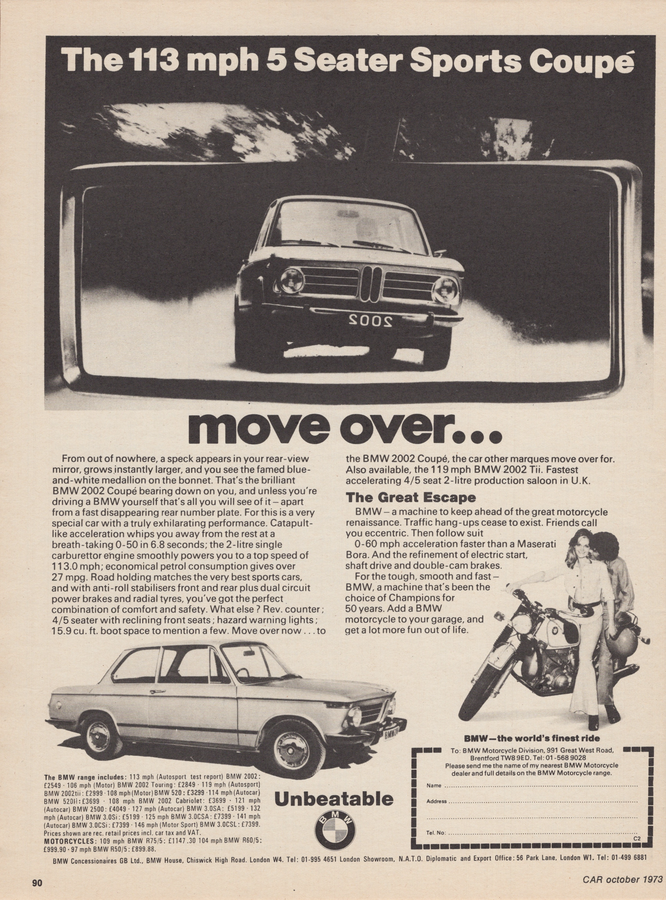 BMW-2002 113mph 5 Seater-Magazine-Ad