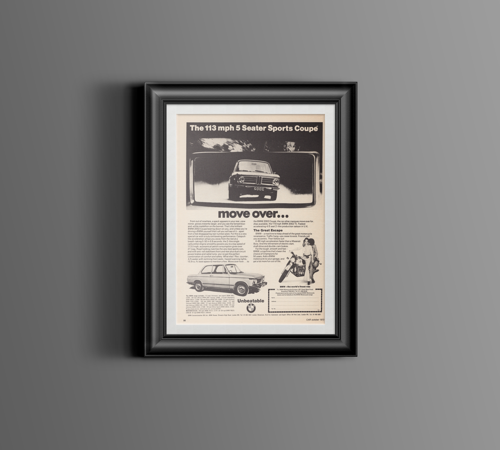 BMW-2002 113mph 5 Seater-Vintage-Print-Magazine-Ad-BIMMERtips.com