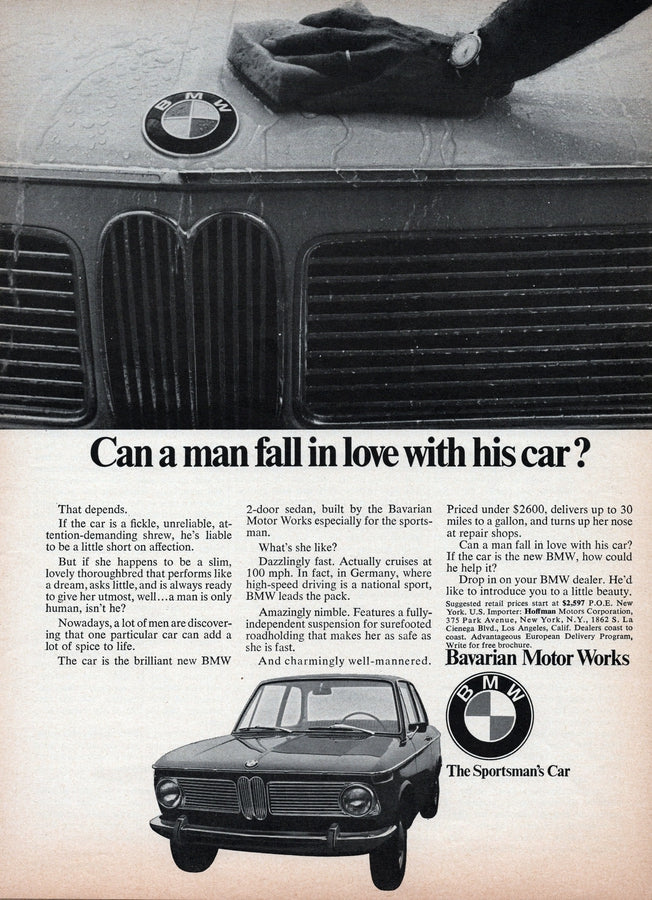 BMW-2002 Can a man fall in love with his car?-Vintage-Print-Magazine-Ad-BIMMERtips.com