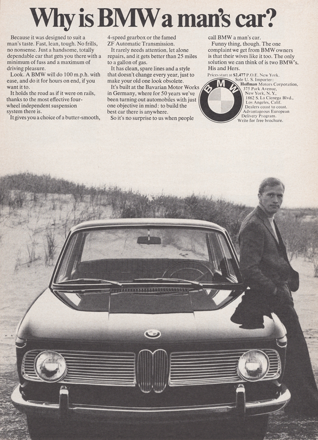 BMW-2002 Why is BMW a man's car?-Vintage-Print-Magazine-Ad-BIMMERtips.com