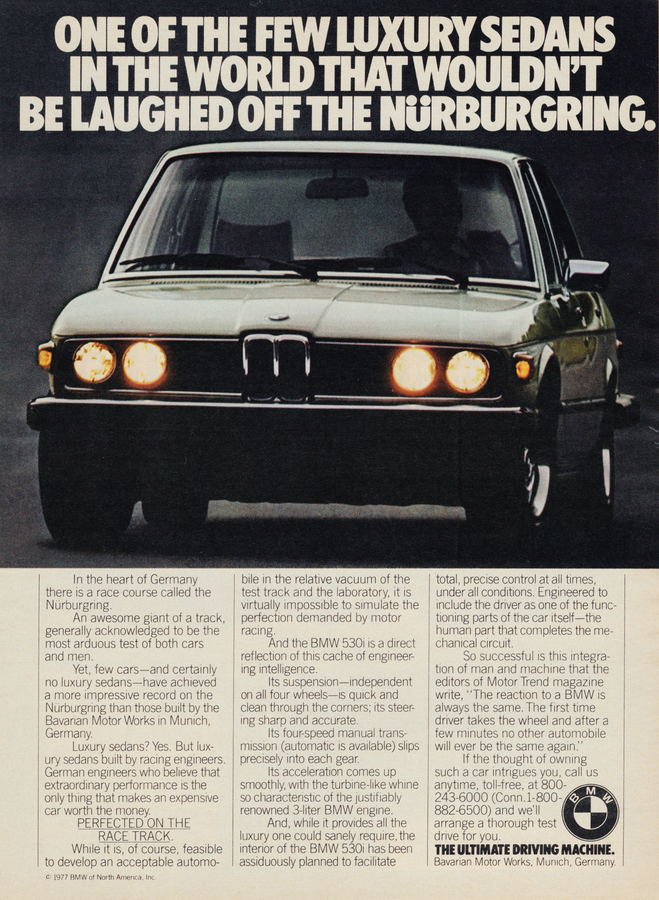 BMW-E12 530i Wouldn't Be Laughed At-Vintage-Print-Magazine-Ad-BIMMERtips.com