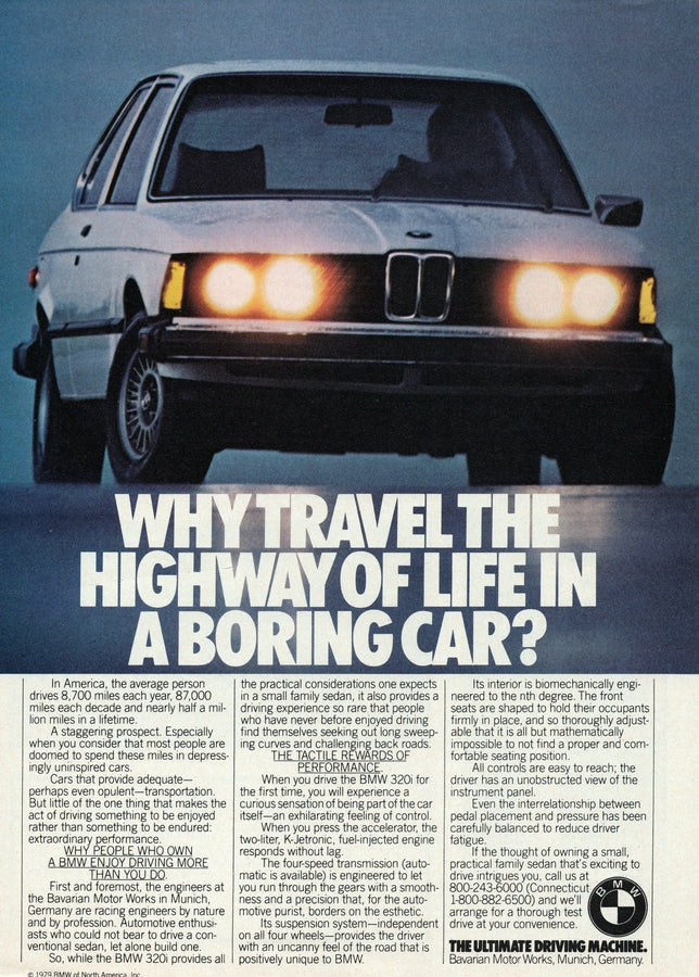 BMW-E21 320i Isn't Boring-Vintage-Print-Magazine-Ad-BIMMERtips.com