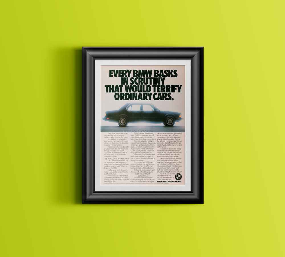 BMW-E23 735i Bask in Scrutiny-Magazine-Ad