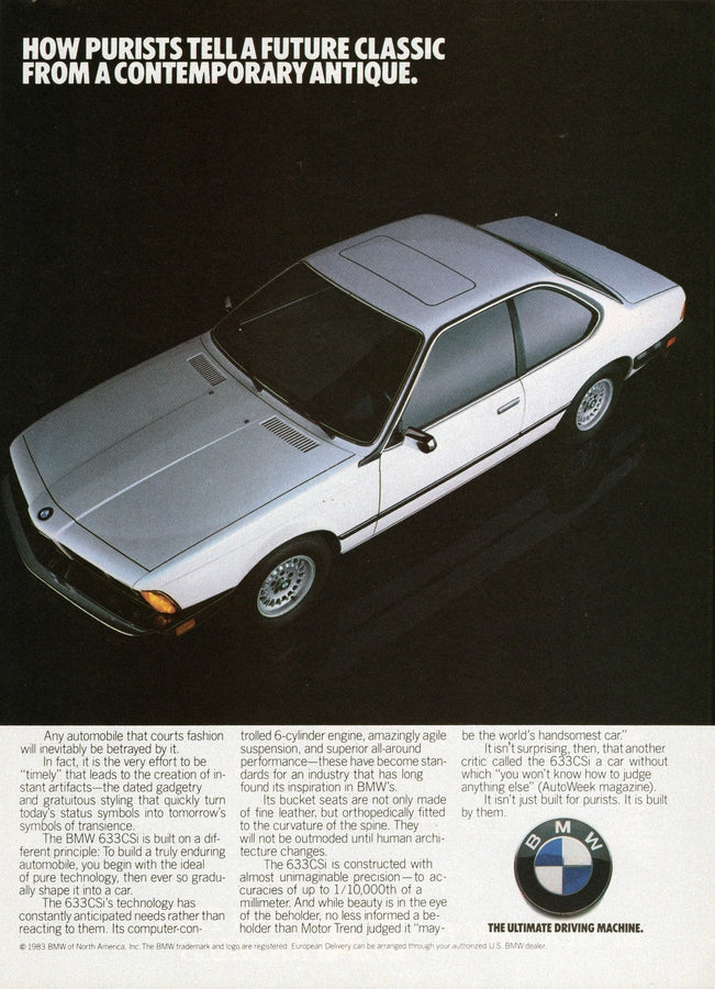 BMW-E24 633CSi Future Classic-Magazine-Ad