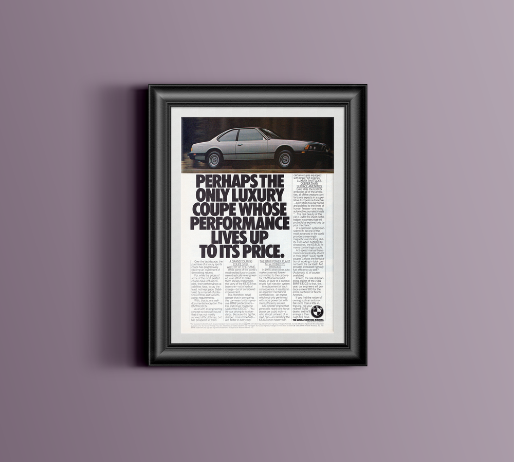 BMW-E24 633CSi Luxury Coupe-Magazine-Ad