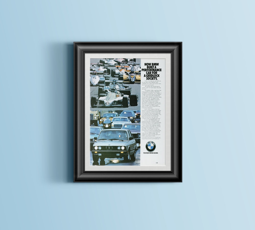 BMW-E28 528e Gridlock Society-Vintage-Print-Magazine-Ad-BIMMERtips.com