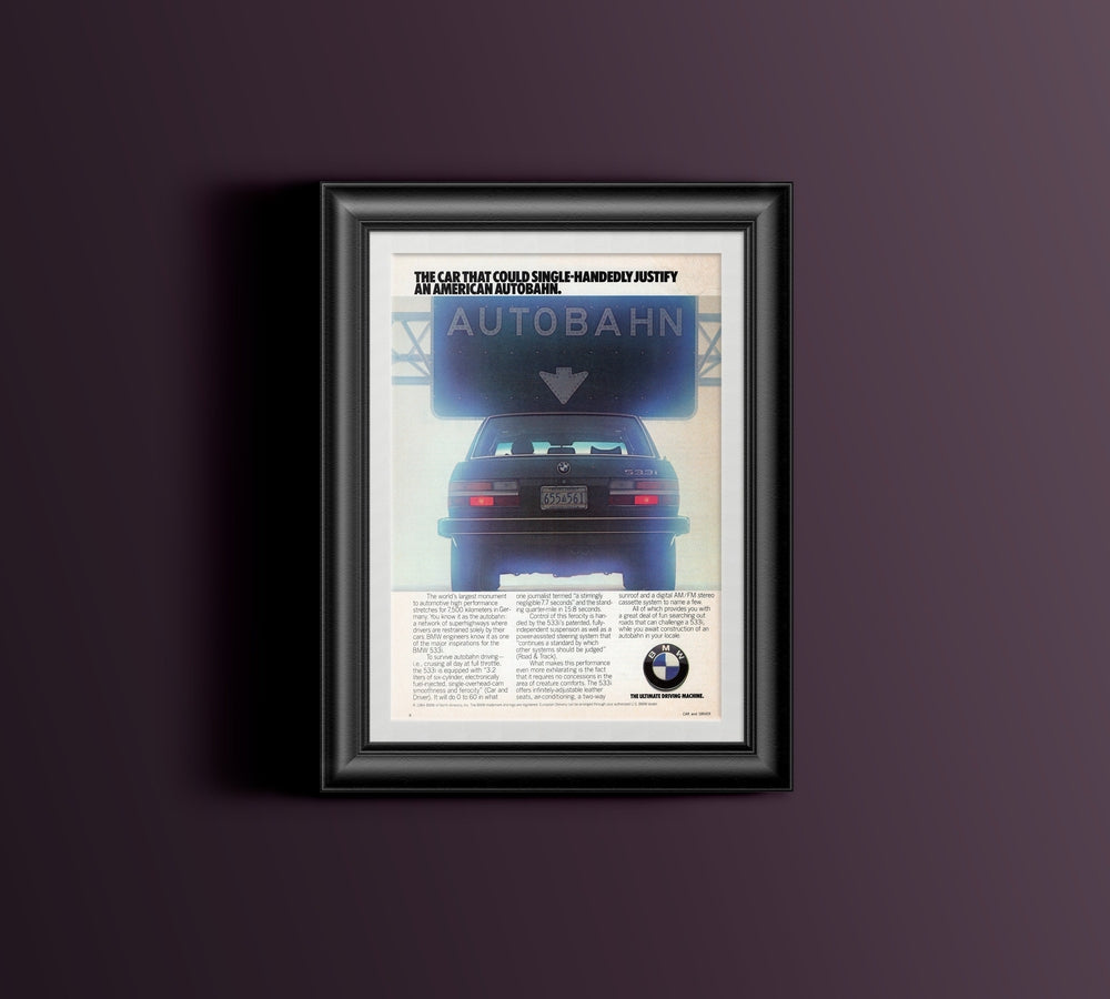 BMW-E28 533i American Autobahn-Vintage-Print-Magazine-Ad-BIMMERtips.com