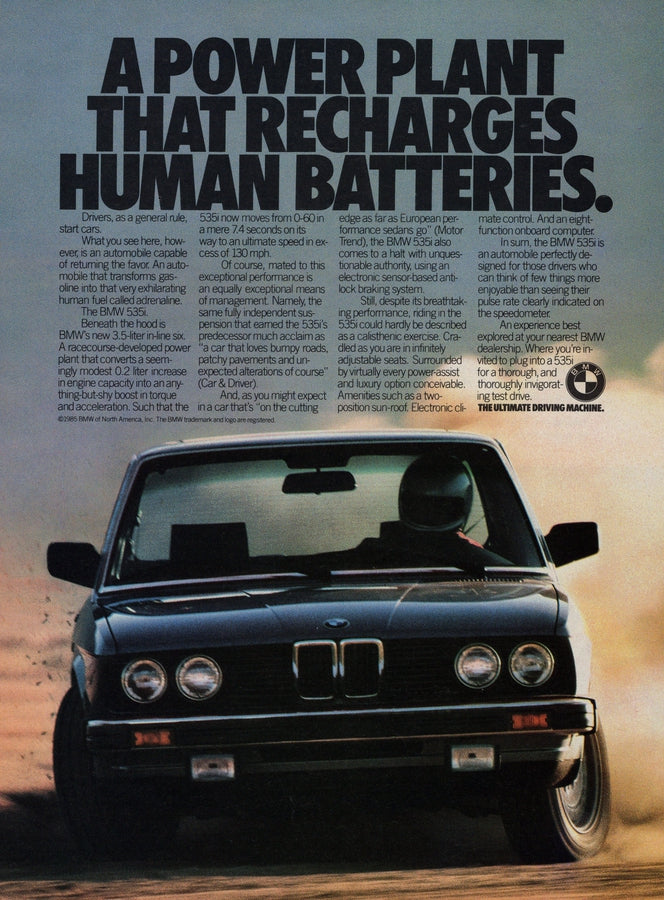 BMW-E28 535i Human Batteries-Vintage-Print-Magazine-Ad-BIMMERtips.com