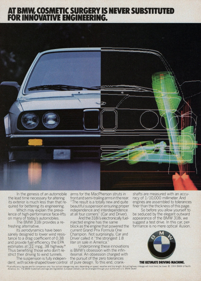 BMW-E30 318i Cosmetic Surgery-Vintage-Print-Magazine-Ad-BIMMERtips.com